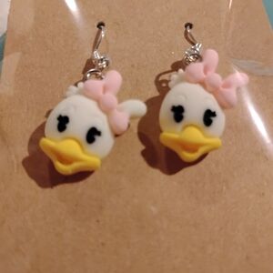 Cute Duck Earrings for Kids - Pink and Yellow